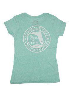 Florida Cracker Trading Co. Women's Mint Blue Badge SS T-Shirt