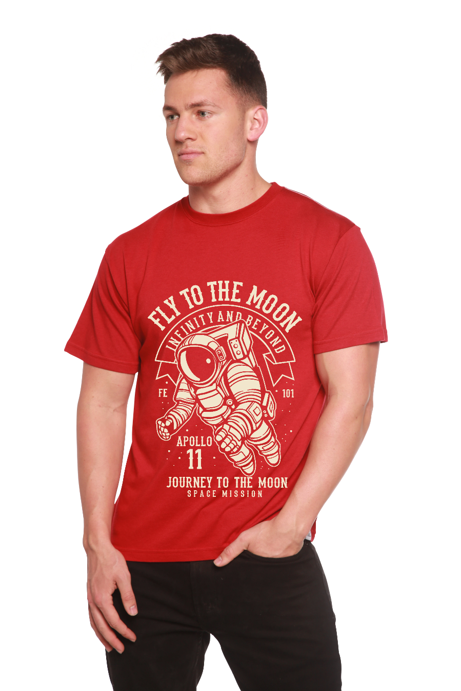Fly To The Moon Men's Bamboo Viscose/Organic Cotton Short Sleeve Graphic T-Shirt
