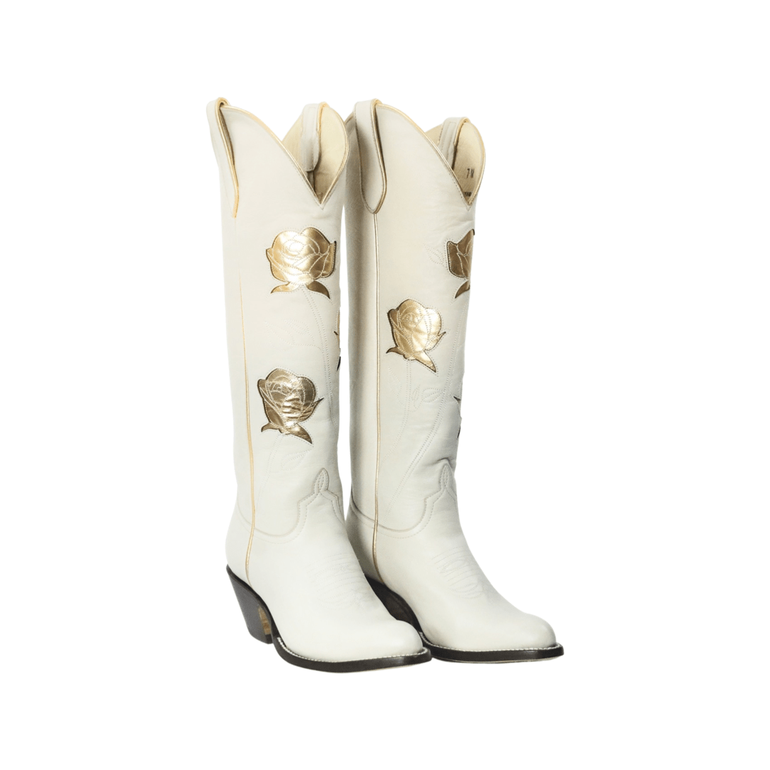 Fraulein Boot Company Women's San Antonio Rose Cream and Gold Cowboy Boots
