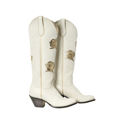 Fraulein Boot Company Women's San Antonio Rose Cream and Gold Cowboy Boots