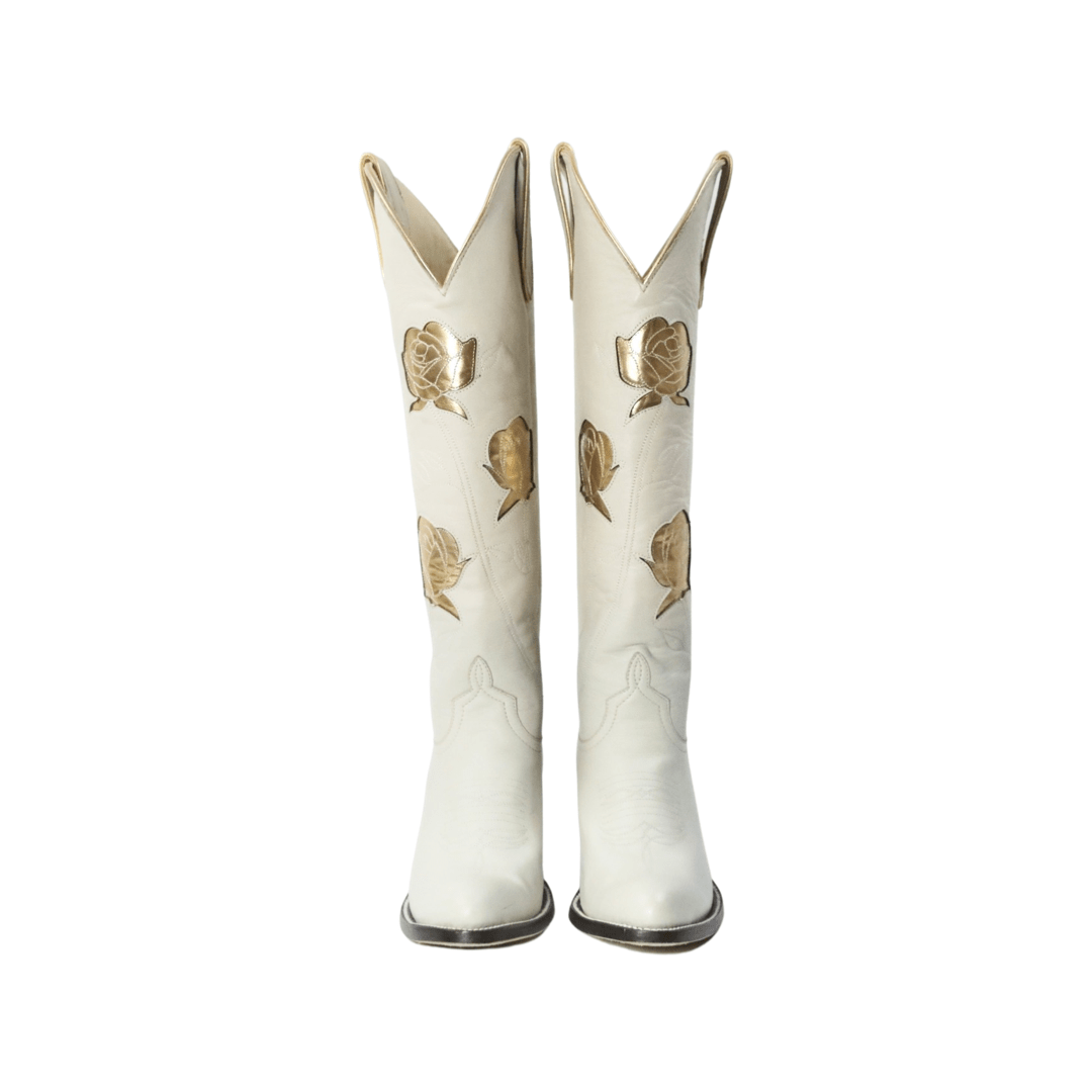 Fraulein Boot Company Women's San Antonio Rose Cream and Gold Cowboy Boots