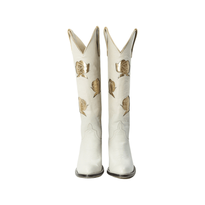 Fraulein Boot Company Women's San Antonio Rose Cream and Gold Cowboy Boots