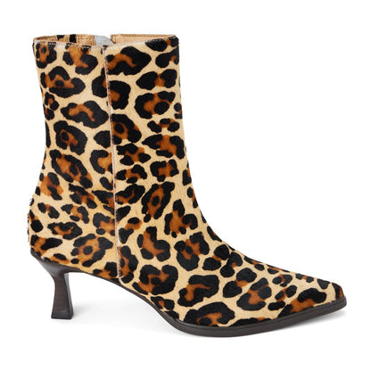 Gabbie Leopard Print Pointed Toe Zippered Booties - SundialGabbie Leopard Print Pointed Toe Zippered Booties