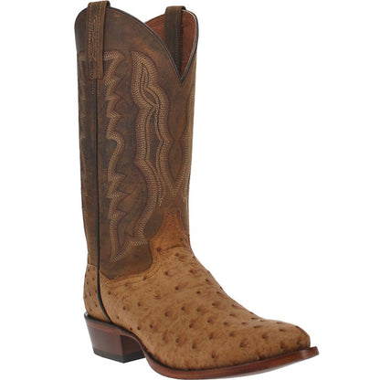 Gehrig Ostrich Embroidered Round Toe Pull On Cowboy Boots - SundialGehrig Ostrich Embroidered Round Toe Pull On Cowboy Boots