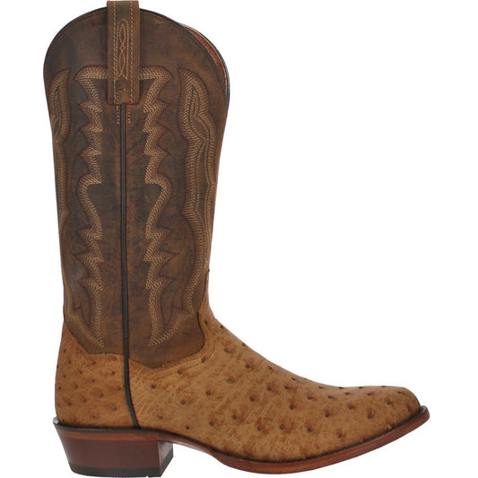 Gehrig Ostrich Embroidered Round Toe Pull On Cowboy Boots - SundialGehrig Ostrich Embroidered Round Toe Pull On Cowboy Boots