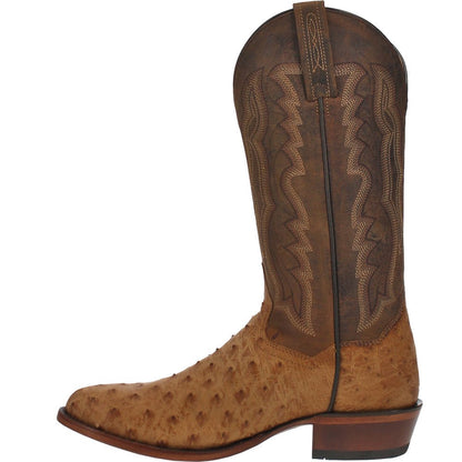 Gehrig Ostrich Embroidered Round Toe Pull On Cowboy Boots - SundialGehrig Ostrich Embroidered Round Toe Pull On Cowboy Boots