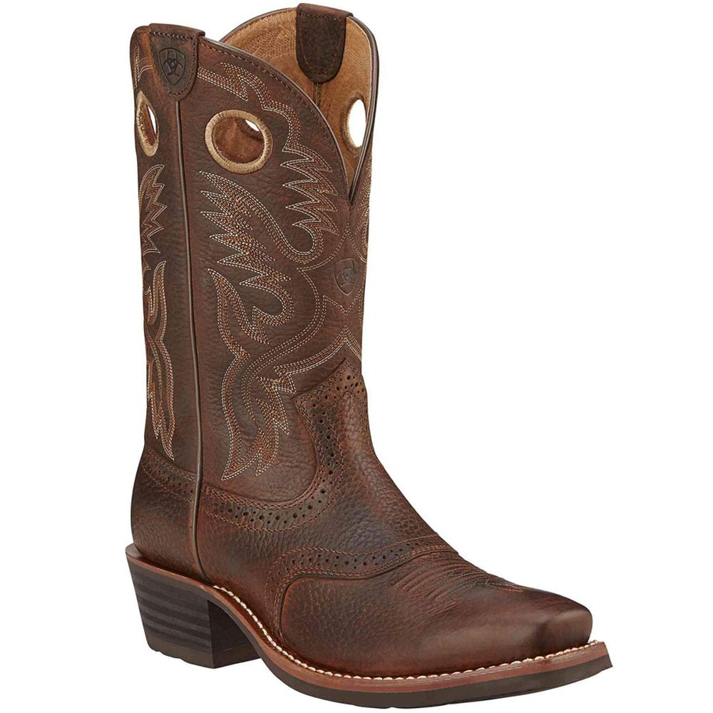 Heritage Roughstock Embroidered Square Toe Pull On Cowboy Boots - SundialHeritage Roughstock Embroidered Square Toe Pull On Cowboy Boots
