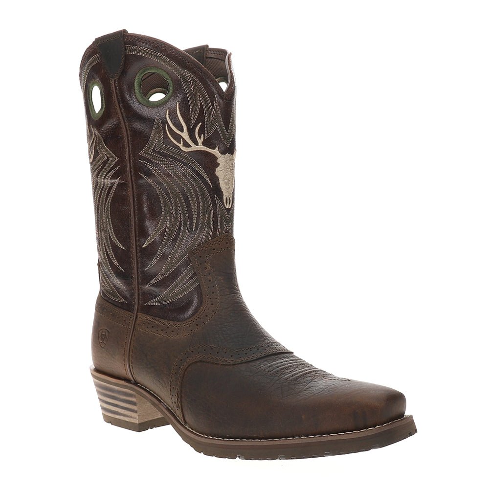 Hybrid Roughstock Antler Embroidered Snip Toe Pull On Cowboy Boots - SundialHybrid Roughstock Antler Embroidered Snip Toe Pull On Cowboy Boots