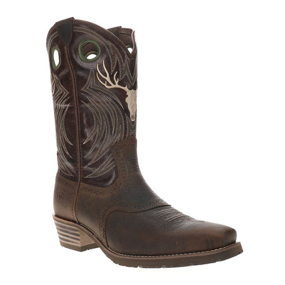 Hybrid Roughstock Antler Embroidered Snip Toe Pull On Cowboy Boots - SundialHybrid Roughstock Antler Embroidered Snip Toe Pull On Cowboy Boots