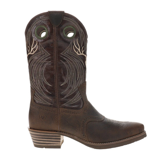 Hybrid Roughstock Antler Embroidered Snip Toe Pull On Cowboy Boots - SundialHybrid Roughstock Antler Embroidered Snip Toe Pull On Cowboy Boots