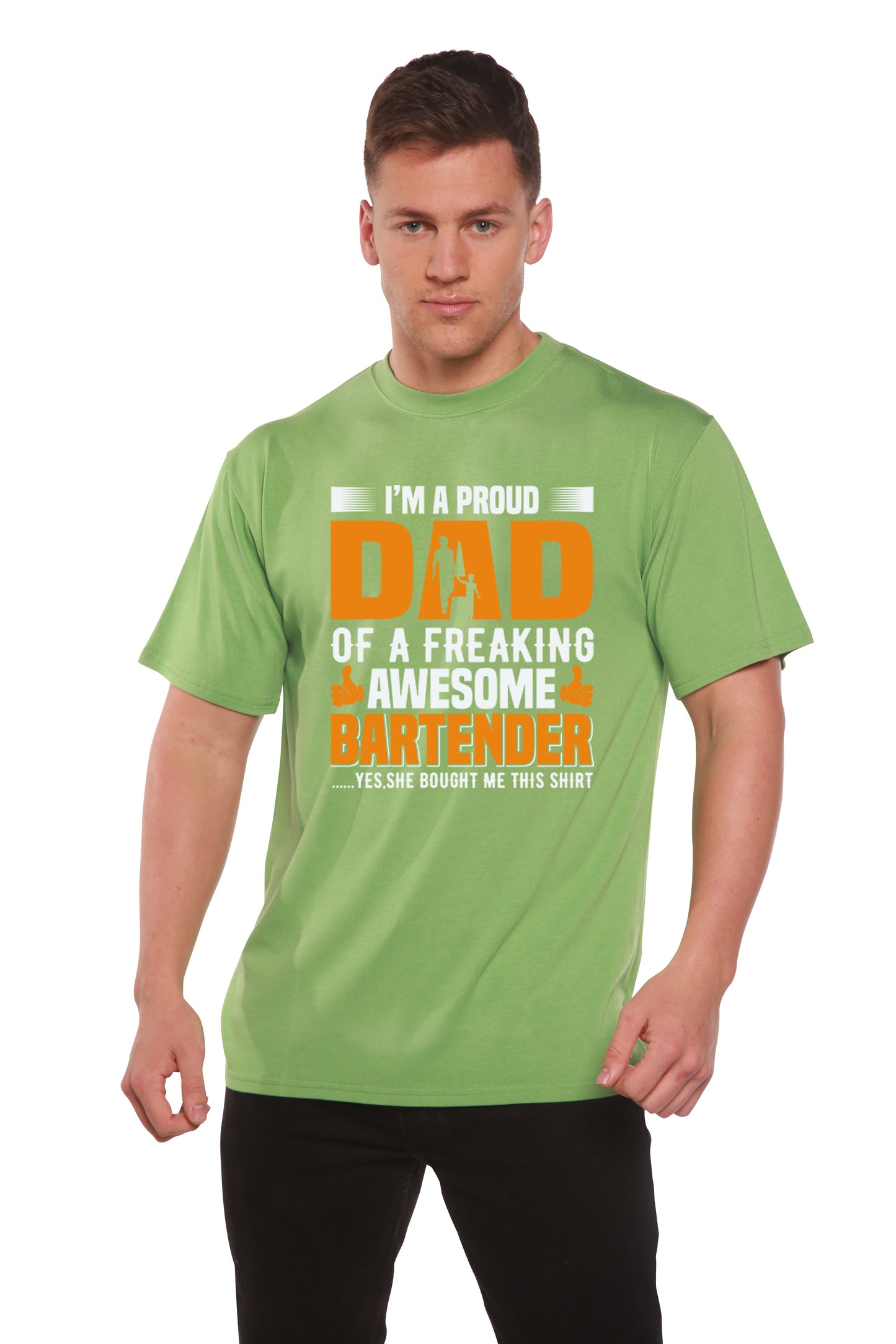 I'm a Proud Dad Men's Bamboo Viscose/Organic Cotton Short Sleeve Graphic T-Shirt