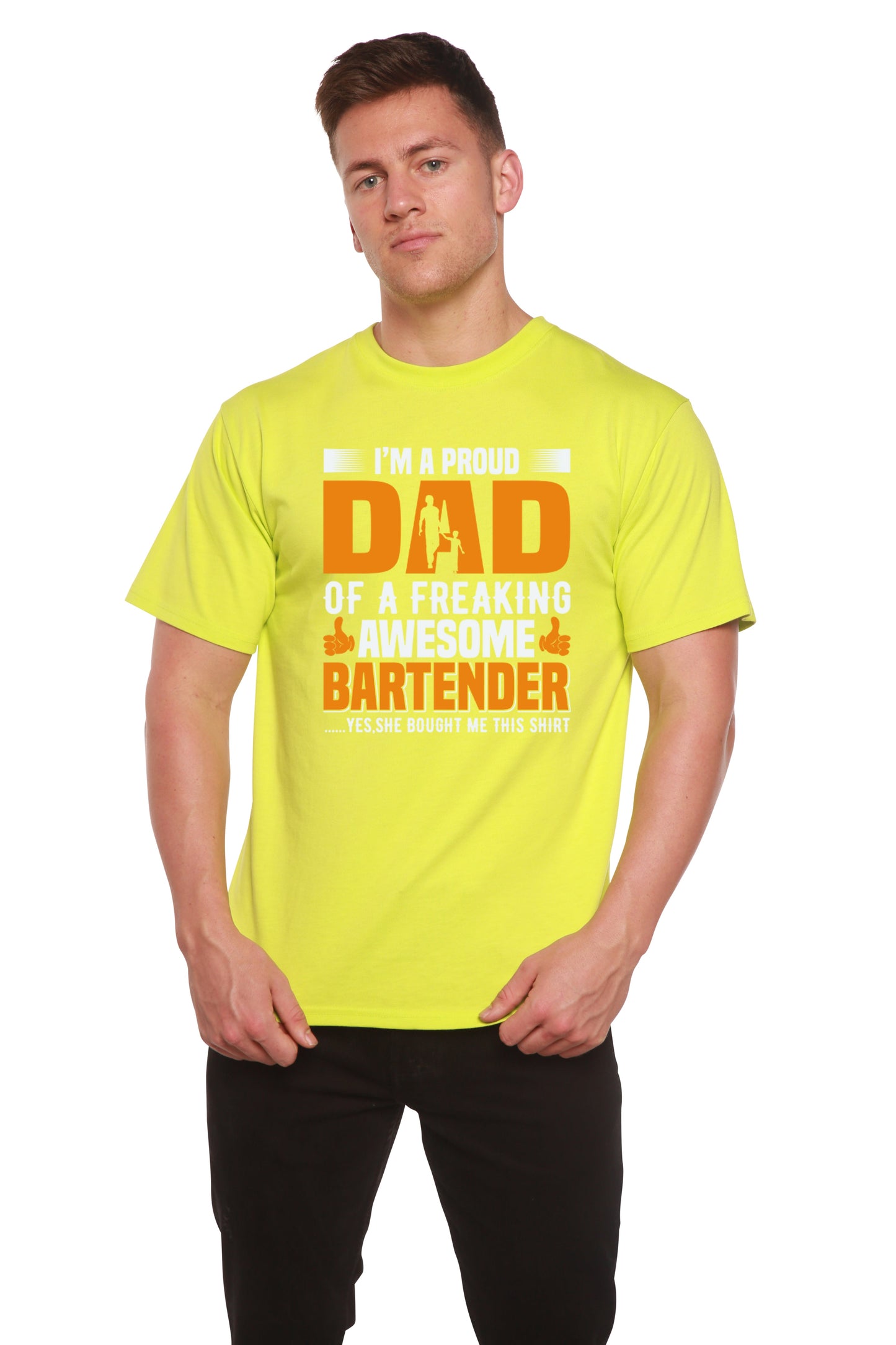 I'm a Proud Dad Men's Bamboo Viscose/Organic Cotton Short Sleeve Graphic T-Shirt