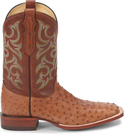 Justin Men's Exotic Truman Cognac Full Quill Ostrich Cowboy Boots 8516