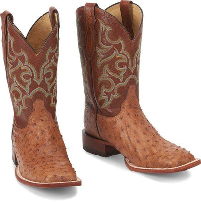 Justin Men's Exotic Truman Cognac Full Quill Ostrich Cowboy Boots 8516