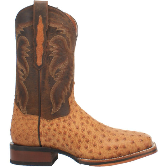 Kershaw Ostrich Embroidered Square Toe Pull On Cowboy Boots - SundialKershaw Ostrich Embroidered Square Toe Pull On Cowboy Boots