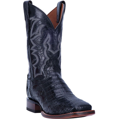 Kingsly Caiman Croc Embroidered Square Toe Pull On Cowboy Boots - SundialKingsly Caiman Croc Embroidered Square Toe Pull On Cowboy Boots