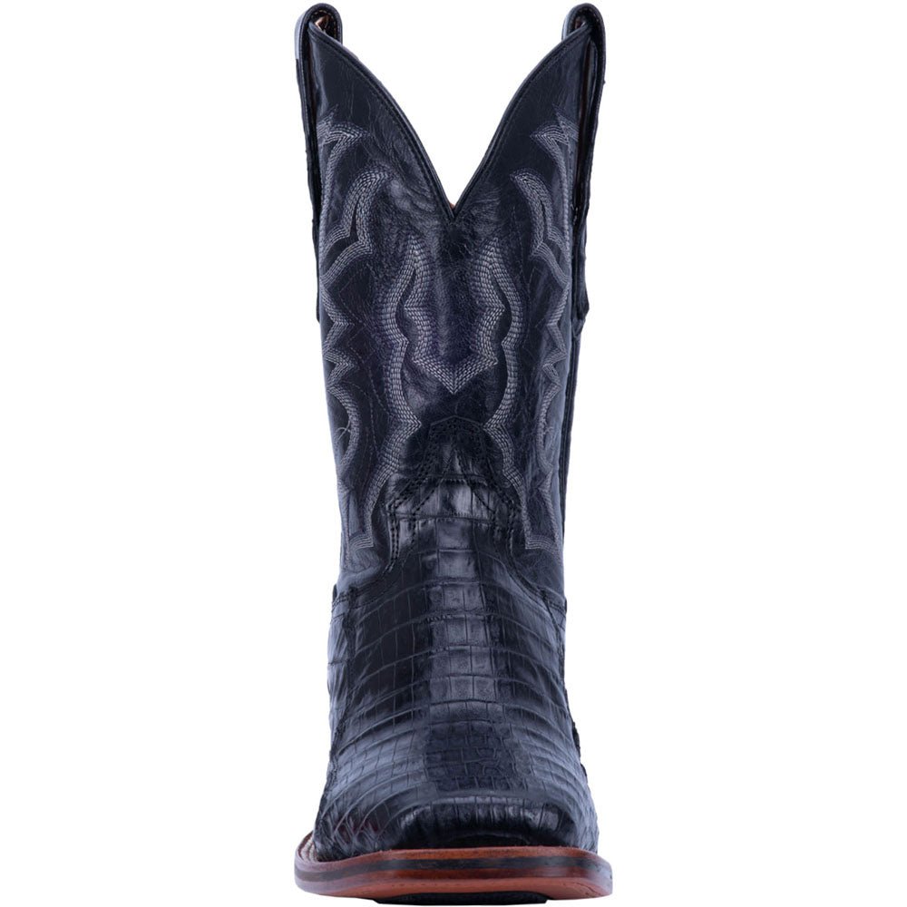 Kingsly Caiman Croc Embroidered Square Toe Pull On Cowboy Boots - SundialKingsly Caiman Croc Embroidered Square Toe Pull On Cowboy Boots