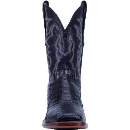 Kingsly Caiman Croc Embroidered Square Toe Pull On Cowboy Boots - SundialKingsly Caiman Croc Embroidered Square Toe Pull On Cowboy Boots