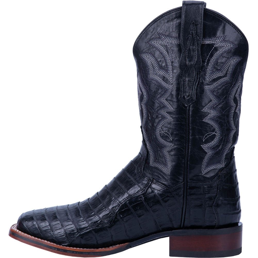 Kingsly Caiman Croc Embroidered Square Toe Pull On Cowboy Boots - SundialKingsly Caiman Croc Embroidered Square Toe Pull On Cowboy Boots