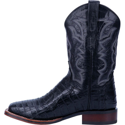 Kingsly Caiman Croc Embroidered Square Toe Pull On Cowboy Boots - SundialKingsly Caiman Croc Embroidered Square Toe Pull On Cowboy Boots