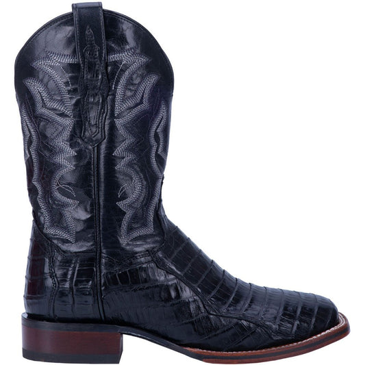 Kingsly Caiman Croc Embroidered Square Toe Pull On Cowboy Boots - SundialKingsly Caiman Croc Embroidered Square Toe Pull On Cowboy Boots