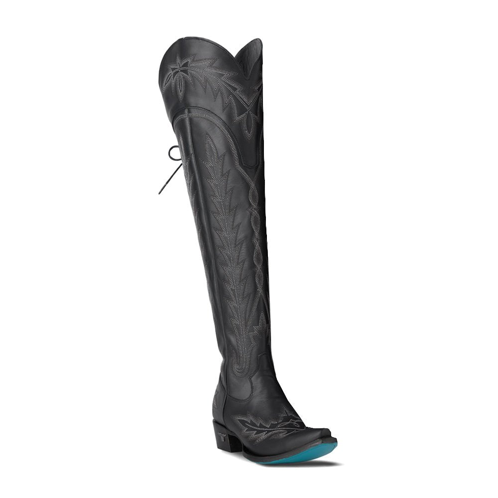 Lexington OTK Corset Embroidered Snip Toe Zippered Cowboy Boots - SundialLexington OTK Corset Embroidered Snip Toe Zippered Cowboy Boots