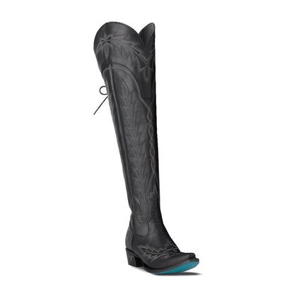Lexington OTK Corset Embroidered Snip Toe Zippered Cowboy Boots - SundialLexington OTK Corset Embroidered Snip Toe Zippered Cowboy Boots