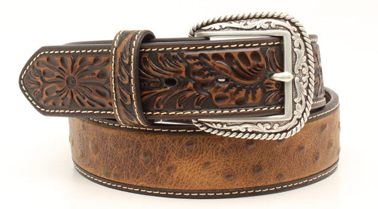 Ariat Men's Brown Ostrich Print Belt A1017202