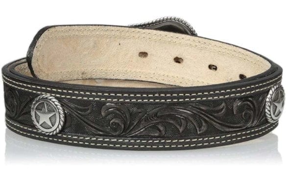 Nocona Men's San Antonio USA Circle Stars Leather Black Belt N2300601