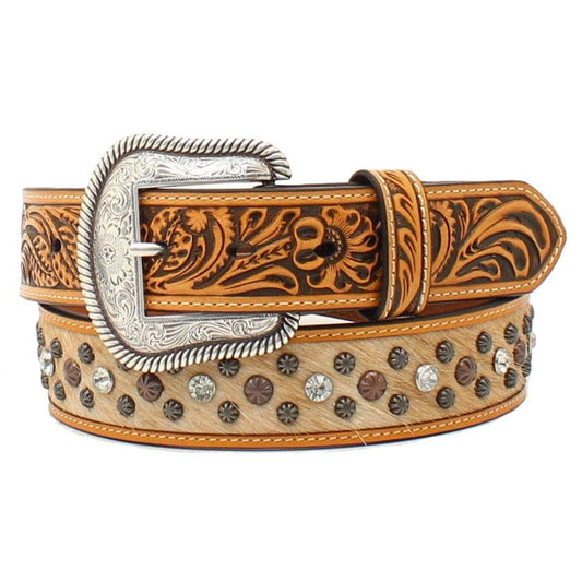 Nocona Women's Tooled Calf Hair Tan Belt N320003208