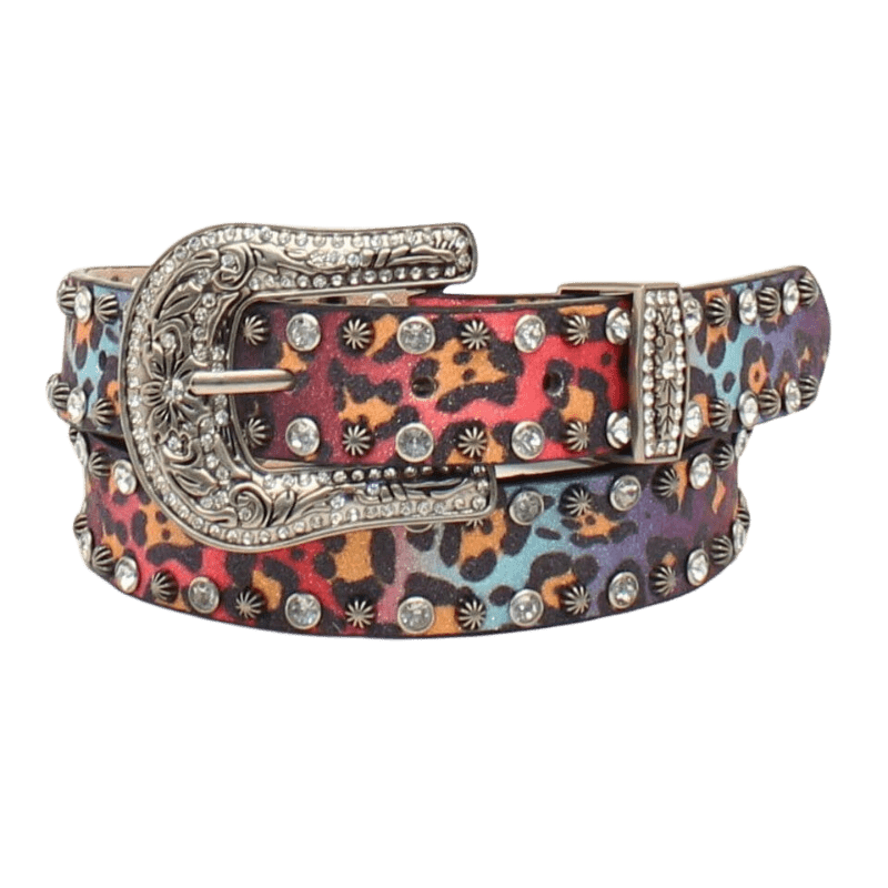 Angel Ranch Girls Leopard Print Crystal Studded Belt D130001097