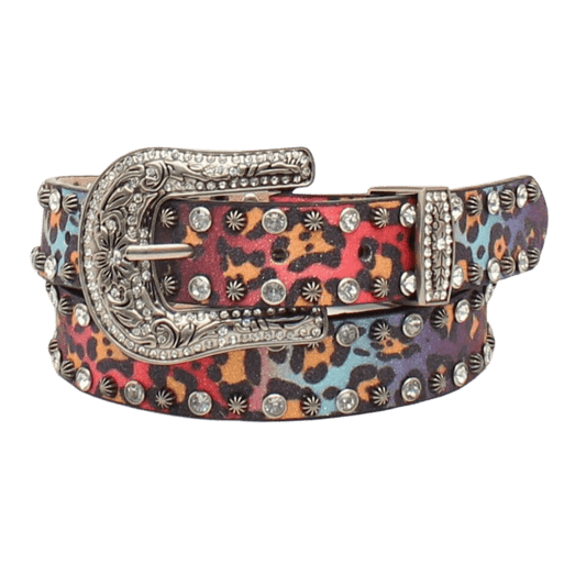 Angel Ranch Girls Leopard Print Crystal Studded Belt D130001097