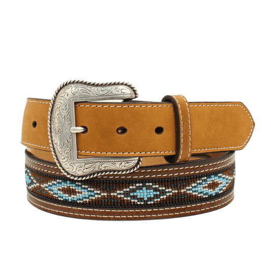 Nocona Men's Beaded Aztec Medium Brown Belt N2413644