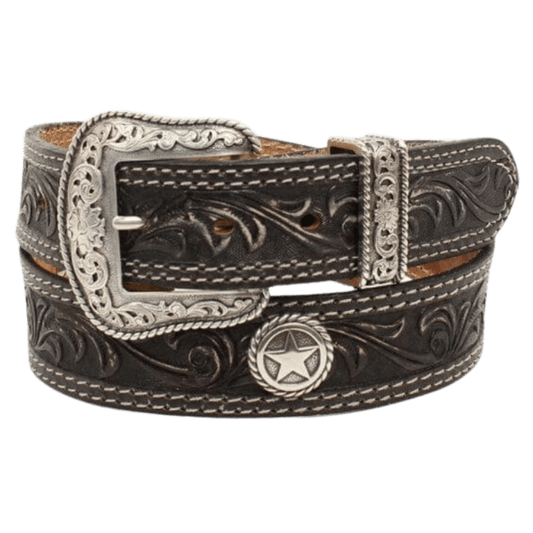 Nocona Men's San Antonio USA Circle Stars Leather Black Belt N2300601