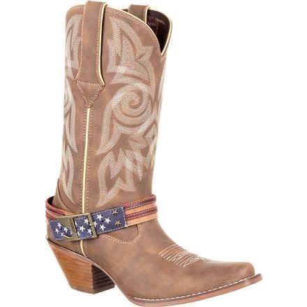 Durango Women's Crush Flag Accessory Brown Snip Toe Cowgirl Boots - DRD0208