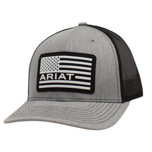 Ariat Men's Grey USA Flag Patch Snapback Ball Cap A300012706