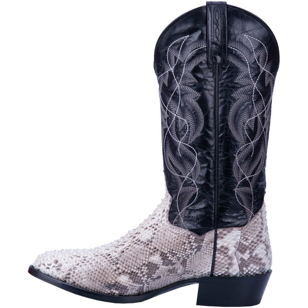 Manning Snakeskin Embroidered Round Toe Pull On Cowboy Boots - SundialManning Snakeskin Embroidered Round Toe Pull On Cowboy Boots