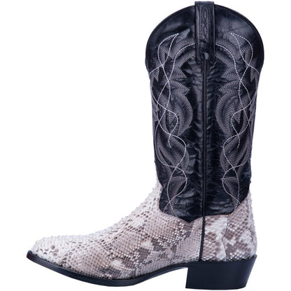 Manning Snakeskin Embroidered Round Toe Pull On Cowboy Boots - SundialManning Snakeskin Embroidered Round Toe Pull On Cowboy Boots