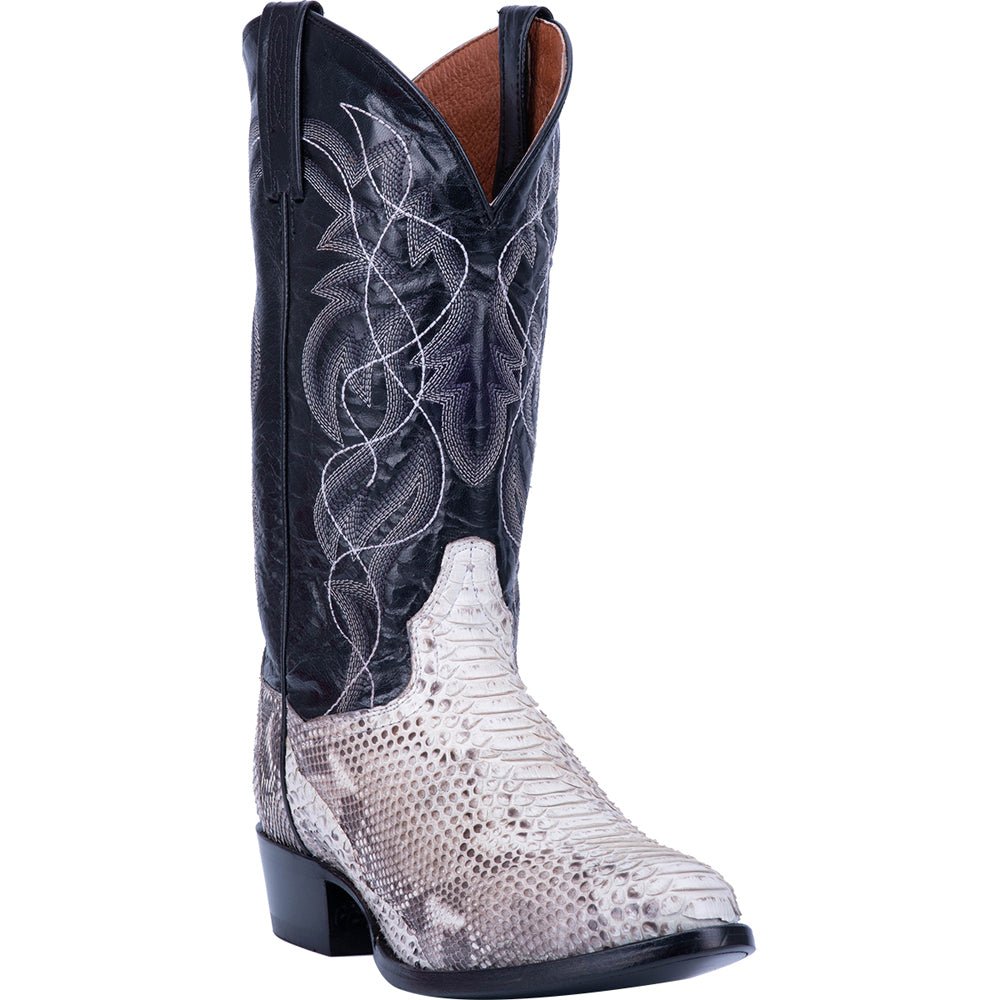 Manning Snakeskin Embroidered Round Toe Pull On Cowboy Boots - SundialManning Snakeskin Embroidered Round Toe Pull On Cowboy Boots
