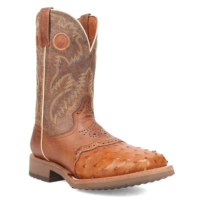 Martel Ostrich Embroidered Square Toe Pull On Cowboy Boots - SundialMartel Ostrich Embroidered Square Toe Pull On Cowboy Boots