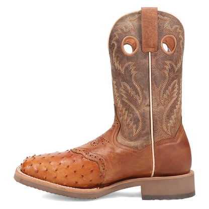 Martel Ostrich Embroidered Square Toe Pull On Cowboy Boots - SundialMartel Ostrich Embroidered Square Toe Pull On Cowboy Boots