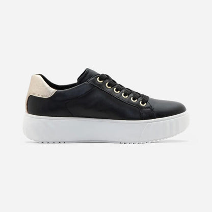 Mikky Black Calf Leather w/ Platinum Metallic
