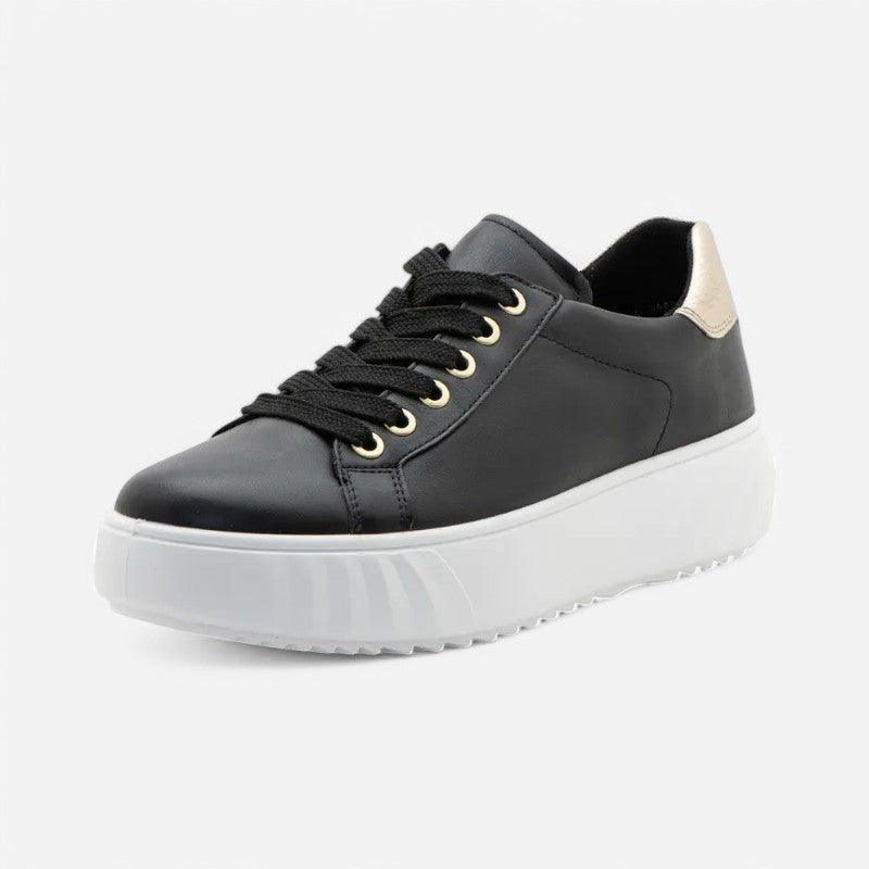 Mikky Black Calf Leather w/ Platinum Metallic
