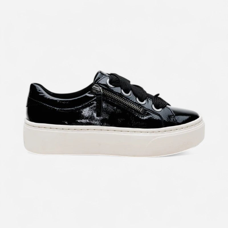 Aubrey Platform Lace Up Black Patent