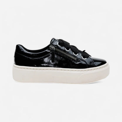 Aubrey Platform Lace Up Black Patent