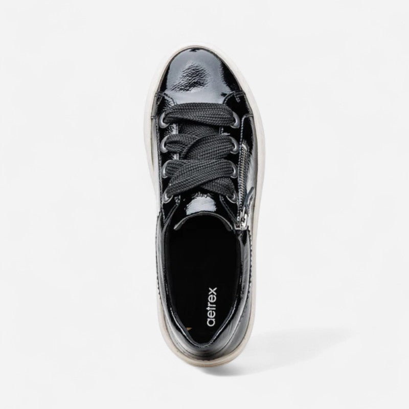 Aubrey Platform Lace Up Black Patent