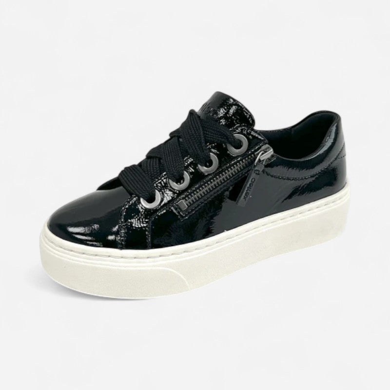 Aubrey Platform Lace Up Black Patent