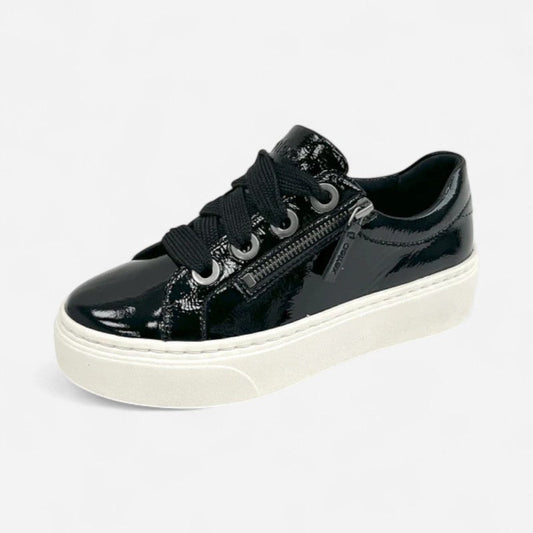Aubrey Platform Lace Up Black Patent