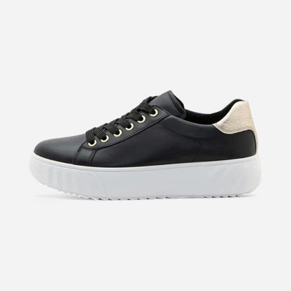 Mikky Black Calf Leather w/ Platinum Metallic
