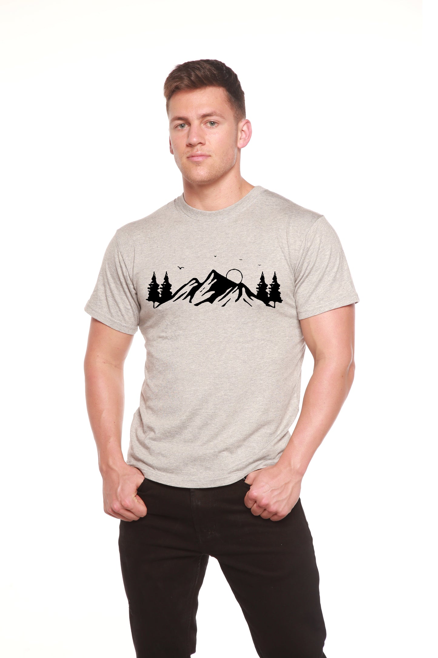 Men's Bamboo Viscose/Organic Cotton Short Sleeve T-Shirt with Print Mauna Kea